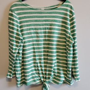 Old Navy - Tie Front Striped Boat Neck Shirt - XL